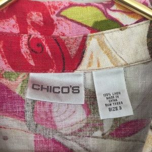 Chico's Tops - Chico’s Floral Linen Short Sleeve Blouse sz3 Chico's Tops - Chico’s Floral Linen Short Sleeve Blouse sz3